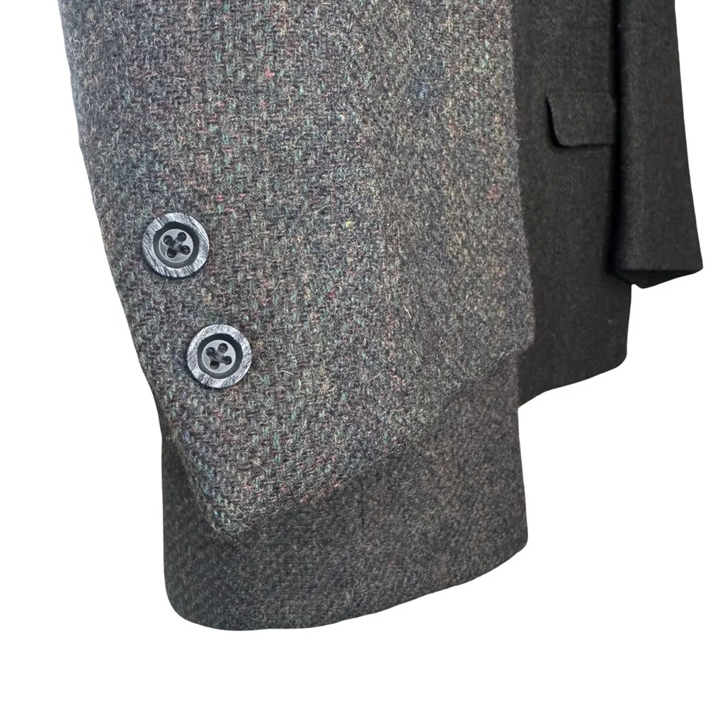 Hart‎ Schaffner & Marx Wool Blanket Weave Gray Tweed Sport Coat Mens 44R VTG